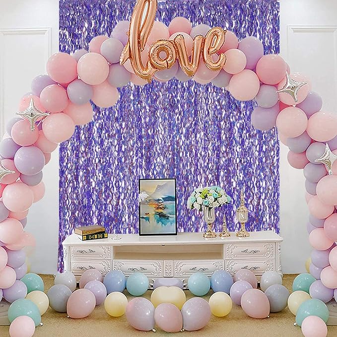 Purple Foil Fringe Curtains Party Decorations - Image 6