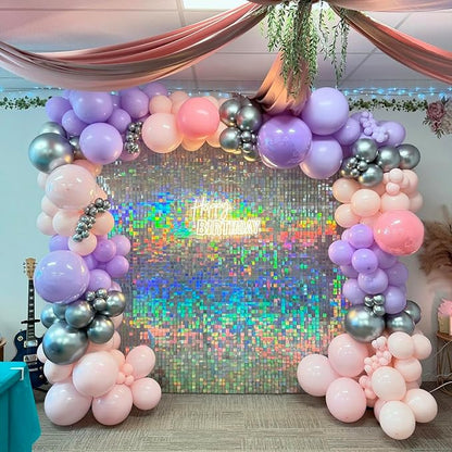 Shimmer Wall Backdrop Iridescent Silver Wall Panels 24Pcs Square Sequin Shimmer - Image 2