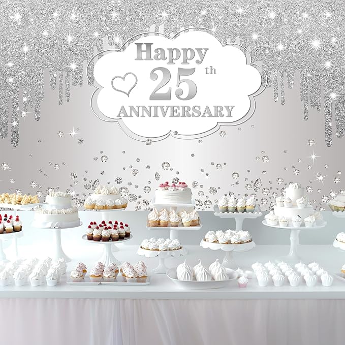 25th Wedding Anniversary Banner Decorations, 72.8x43.3 inches - Image 4