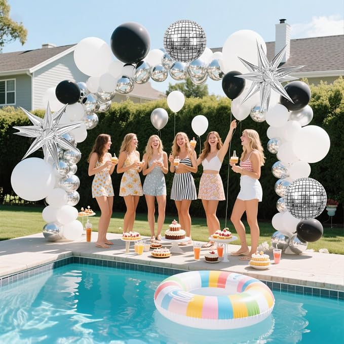 KARLURE Black Silver Balloons Arch Kit Garland - Image 6