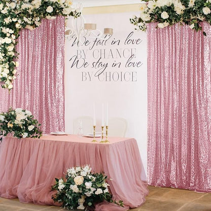 Hahuho Rose Pink Sequin Backdrop Curtain, Banquet Decoration（6 Panels, 2FT x 8FT - Image 7