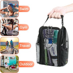 Cosmos Mesh Shower Caddy Toiletry Organizer Hanging Shower Tote Bag, Quick Dry Shower Organizer Portable Bath Bag with Durable Zippers & Side Pockets for Travel, Gym, Swimming, Beach and Camp