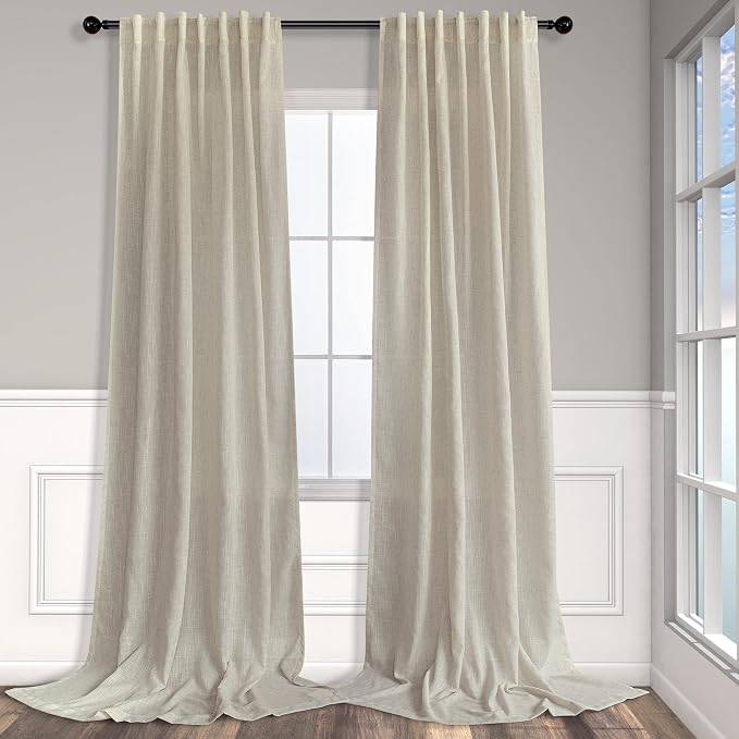 Pitalk Beige Sheer Curtains for Living Room 100 Inches Long 2 Panels Rod Pocket by Pitalk
