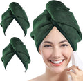 YoulerTex Microfiber Hair Towel Hair Wrap: 2 Pack 10X26 Hair Dryer Towels for Women Absorbent Turban Twist Hair Drying Shower Cap Curly Hair Products for Hair Care Hair Accessories (05 2-Pcs Emerald)