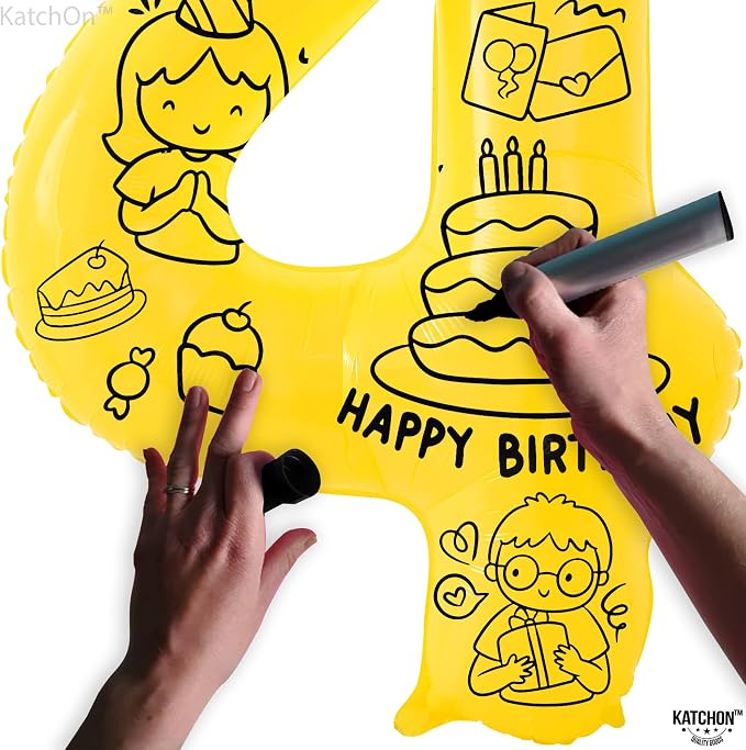 KatchOn Yellow Number 4 Balloons 40 Inch, 4th Birthday Decorations - Image 5