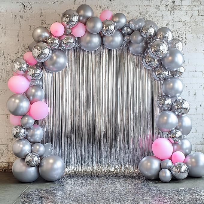 RUBFAC 135pcs Metallic Silver Balloons Different Sizes 18 12 10 5 Inch - Image 6