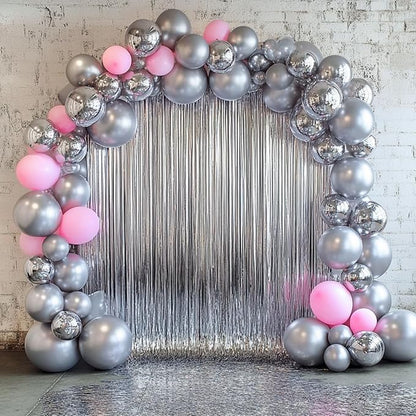 RUBFAC 135pcs Metallic Silver Balloons Different Sizes 18 12 10 5 Inch - Image 6