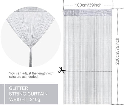 WILLBOND 4 Pcs String Curtains Glitter Fringe Curtains - Image 2
