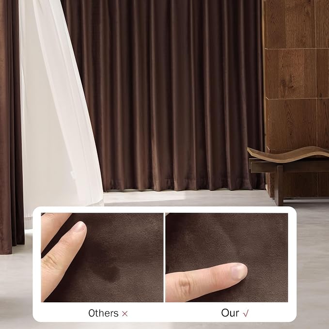 Beauoop Coffee Brown Velvet Curtains - Image 3