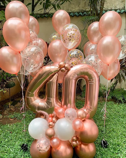 40 Inch Rose Gold 40 Number Balloons Giant Jumbo Huge 40 Foil Mylar Helium - Image 4