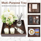 Leather Decorative Vanity Tray, Desktop Storage Organizer, Catchall Tray, Valet Tray, Nightstand or Dresser Organizer Tray for Men Change,Key,Phone,Glasses (Brown)
