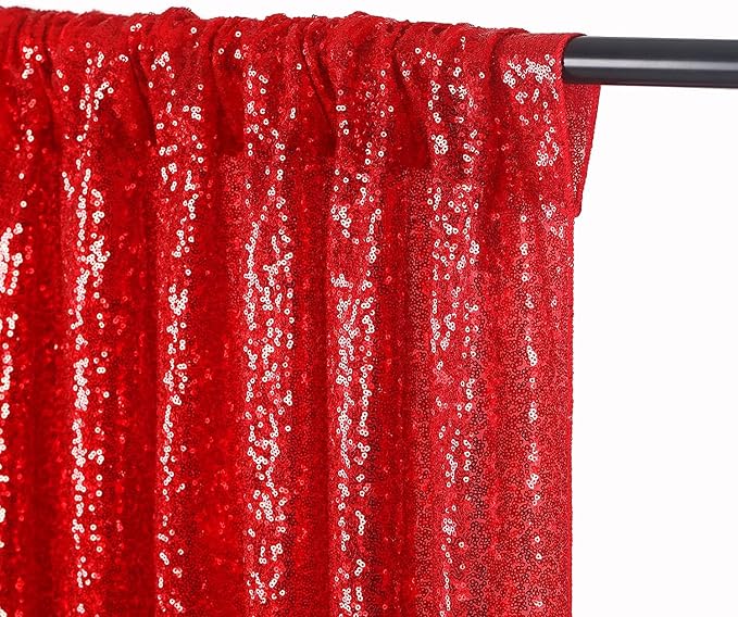 JYFLZQ Red Sequin Backdrop Curtains 4ft x 6.5ft 1 Panel Glitter Photo Booth - Image 4
