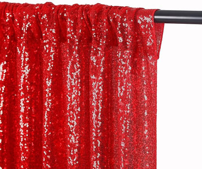 JYFLZQ Red Sequin Backdrop Curtains 4ft x 6.5ft 1 Panel Glitter Photo Booth - Image 4