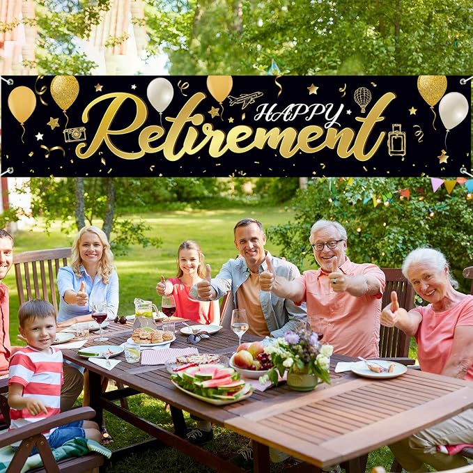 Blulu Retirement Decoration Banner 72.8 x 15.7 Inch Large Fabric Yard Sign - Image 6