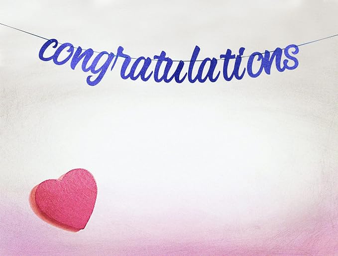Congratulations Banner Blue Glitter Congratulations Graduation Banner - Image 7