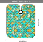 Extra Large Hair Styling Cape, Haircut Apron Green Mermaid Scales Haircuting Salon Cape Gown for Hair Cutting Styling