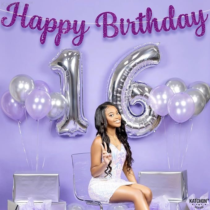 KatchOn Purple Happy Birthday Banner 10 Ft - Image 4