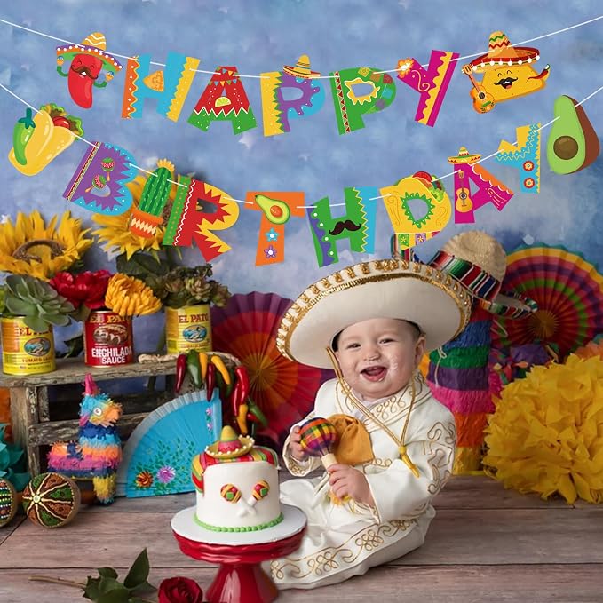 Colorful Mexican Happy Birthday Banner Mexican Birthday Party Decorations Cinco - Image 8