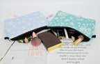 2 Pcs Cosmetic Bag for Women Small Make Up Bag Waterproof Travel Toiletries Pouch with Zipper for Organizing Small Items, Gift Bags for Birthday Christmas(Daisy Flower 2)