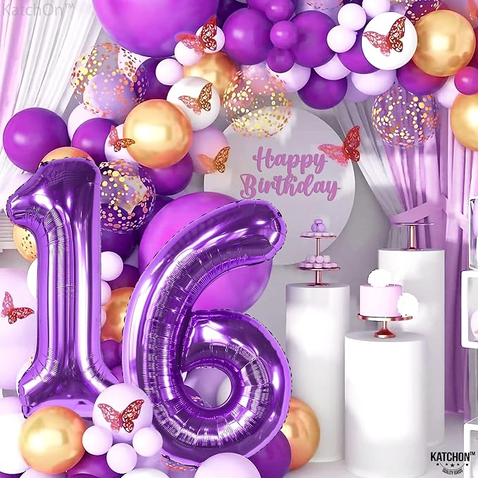 KatchOn Purple 16 Balloons Number 40 Inch | Mylar 16 Balloon Numbers Purple - Image 7