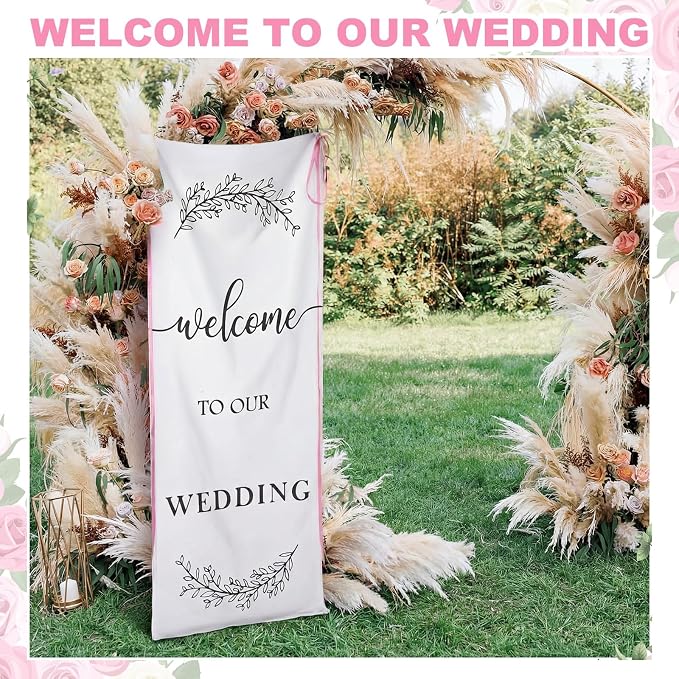 Yousoontic Welcome to Our Wedding Linen Rustic Wedding Welcome Banner Plain - Image 5