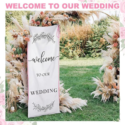 Yousoontic Welcome to Our Wedding Linen Rustic Wedding Welcome Banner Plain - Image 5