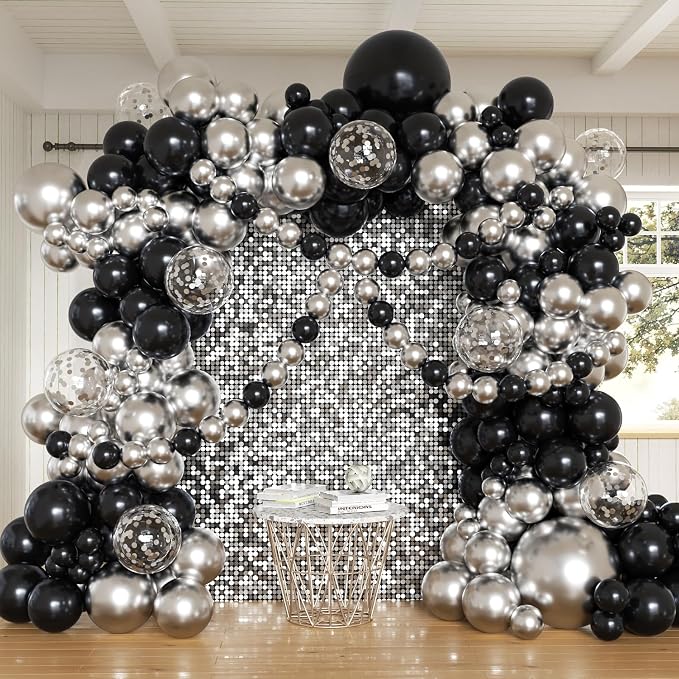 Black and Silver Balloons Arch Kit by Anhiy