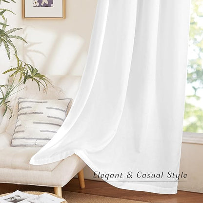 NICETOWN White Linen Curtains 102 inches Long - Image 5