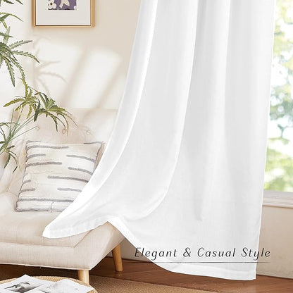 NICETOWN White Linen Curtains 72 inches Long, Grommet Privacy Window Treatments - Image 5