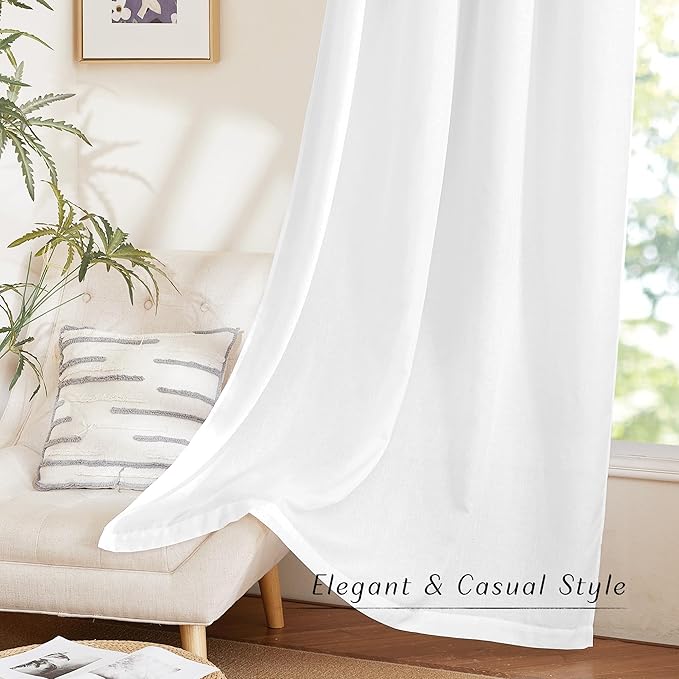 NICETOWN Thick Linen White Curtains 72 inches Long - Image 6