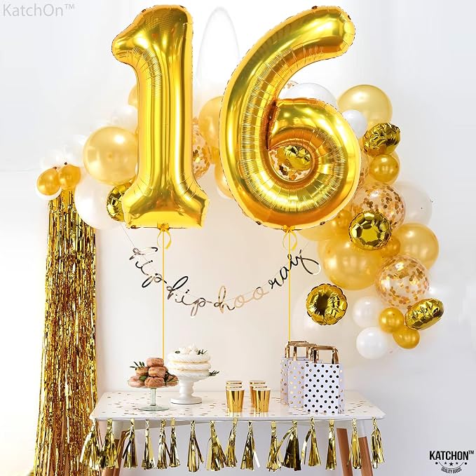 KatchOn Gold 16 Balloon Numbers 40 Inch | Gold Number 16 Balloons - Image 6