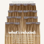 Irresistible Me Real Human Hair Extensions Clip Ins – 100% Human Hair Clip In Extensions for Length & Volume – Invisible Extension – Heat Resistant & Dyeable – Teddy Blonde Balayage, 14 Inches