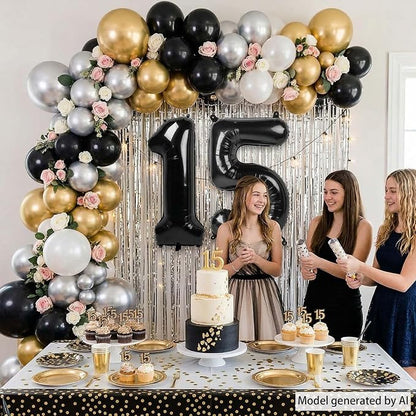 Black Number 15 Balloon 40 Inch, Foil Numeral - Image 2