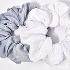 XL Big Silk Scrunchies Hair Ties for Women - CEELGON Oversized Black Satin Silk Scrunchie Exra Large Jumbo Gaint Soft Pink Chiffon Cute Scrunchy for Curl Thick Hair 4 Pack (Black White)