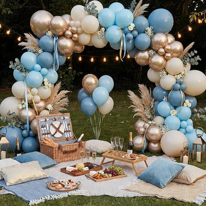 RUBFAC Dusty Blue and Gold Balloons - Image 6