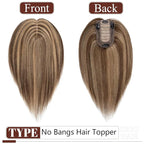 SEGO Real Human Hair Topper for Women without Bangs, Hair Topper with Anti-Slip Clips (8 Inch#4/27 Medium Brown Mix Dark Blonde)