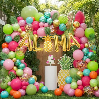 171Pcs Tropical Balloons Arch Garland Kit, Hawaiian Luau Aloha Party Decorations - Image 7