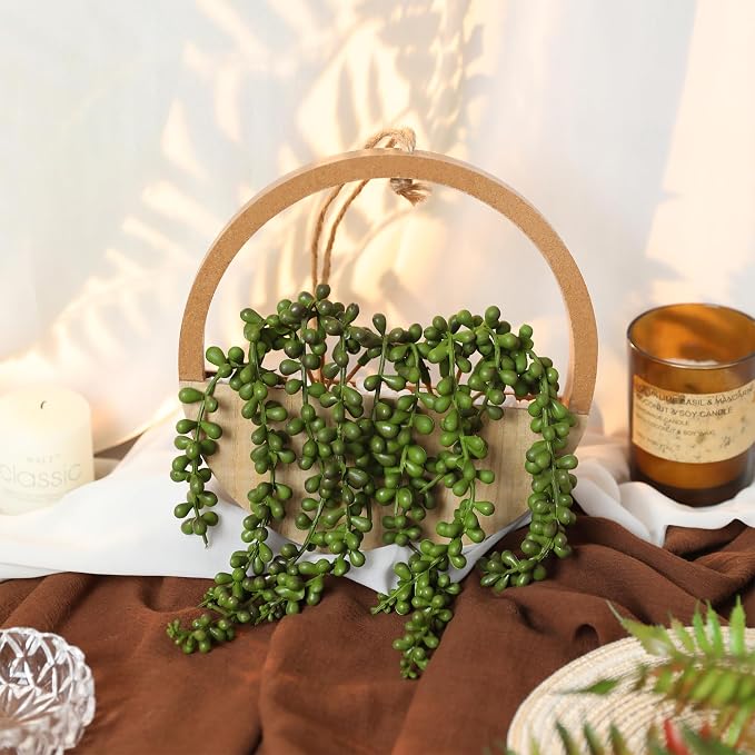 2pcs Artificial Succulents Hanging Plants 20.1'' Fake String of Pearls in Pot - Image 9