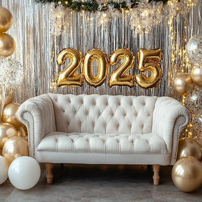 PartyWoo Metallic Silver Tinsel Foil Streamers 8.2FT 3pcs Fringe Backdrop | - Image 5