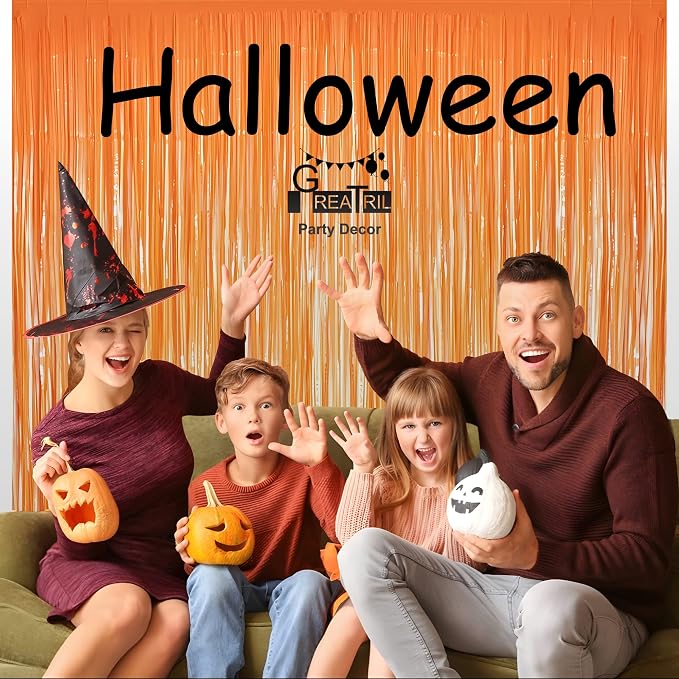 Orange Tinsel Curtain Party Backdrop - Image 8