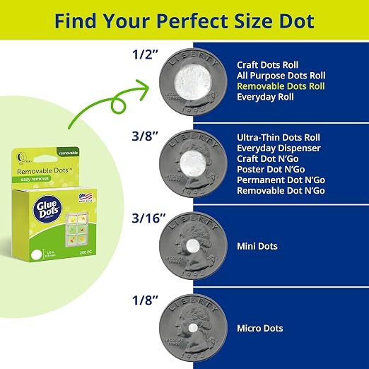 Glue Dots, Removable Dots, Double-Sided, .5 Inch, 200 Dots, DIY Craft Glue Tape - Image 4