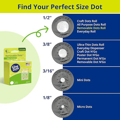 Glue Dots, Removable Dots, Double-Sided, .5 Inch, 200 Dots, DIY Craft Glue Tape - Image 4