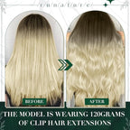 RUNATURE Balayage Clip in Hair Extensions Ombre Brown to Blonde 16 Inch 50g 3pcs Real Hair Extensions Clip in Human Hair for Thin Hair Double Weft Remy Natural Hair