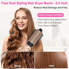 Air Styler Hair Dryer Brush - 110,000 RPM Flexible Hair Styler for Fast Drying/Rotating Curling/Volumizing/Straightening, Auto Wrap Curlers, High-Speed Oval Blow Brush Hair Dryer (Black-Brass)