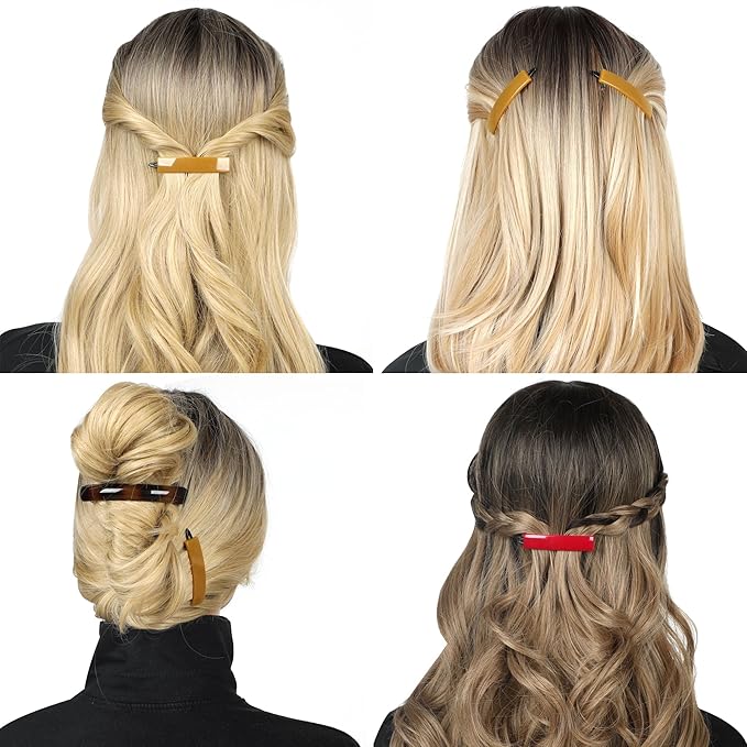 12pcs Hair Barrettes Set for Women and Girls, Hair Clips for Thick Thin Fine Hair, Non-metal Hair Accessories, Non-Slip Grip Handmade Snap Hairpin, BPA Free