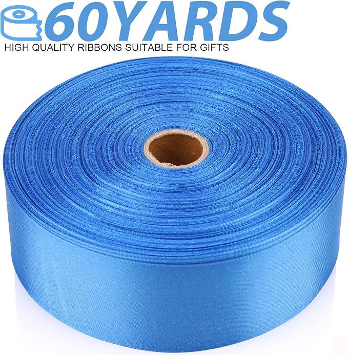 1-1/2 Inch 60 Yards Royal Blue Solid Satin Ribbon - Image 2