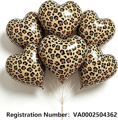 15Pcs Leopard Print Red Black Heart Balloons 18 Inch cheetah Heart Shaped Foil - Image 2