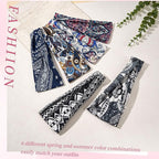 Boho Headbands for Women, 6 Pack Wide Non-Slip Stretchy Hair Bands for Yoga, Workout, Running, Fashion Hair Accessories for Women's Hair（Shape 2）