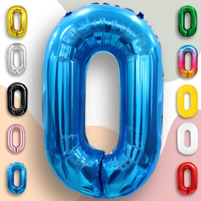 Blue Number Balloon 0 Mylar Foil Balloons 16 inch - Image 4