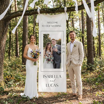 Wedding Welcome Sign Linen Fabric Personalized - Image 3